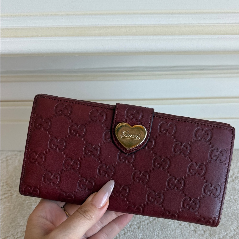 Gucci Burgundy Wallet with Gold Accent